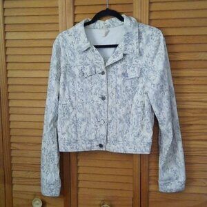 Free People Grey  Camo Denim Jean Jacket Size Medium